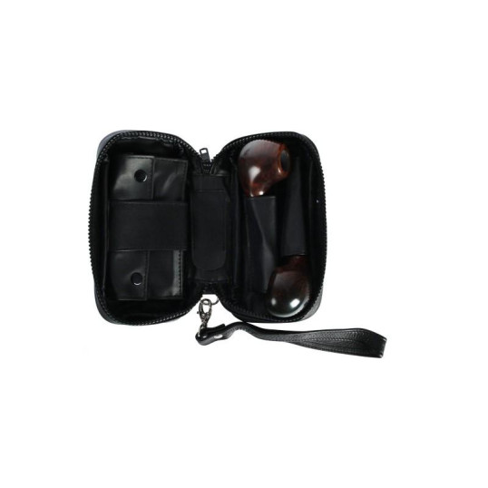 Műbőr pipatáska 2 pipa számára - Fekete színű