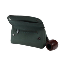 Minőségi Padonio hasított bőrből készült pipa táska 1 pipa részére - Zöld színű
