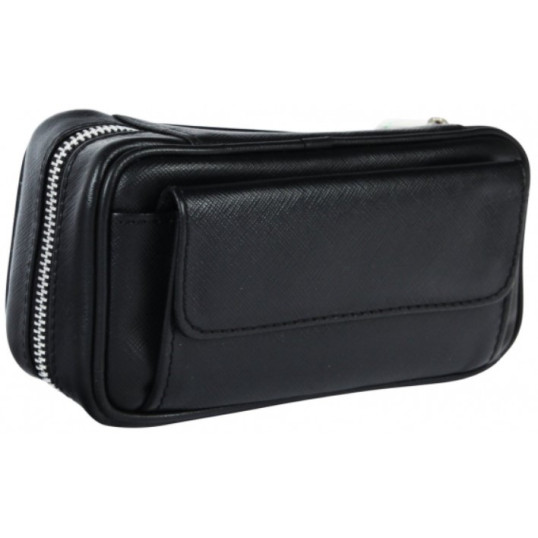 Padonio bőr pipatáska 3 pipa számára - fekete színű, külön rekesszel a dohány számára