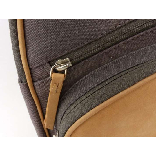 Canvas vászon és világos barna színű bőr pipa vagy szivartartó hátitáska, keresztpántos - Passatore