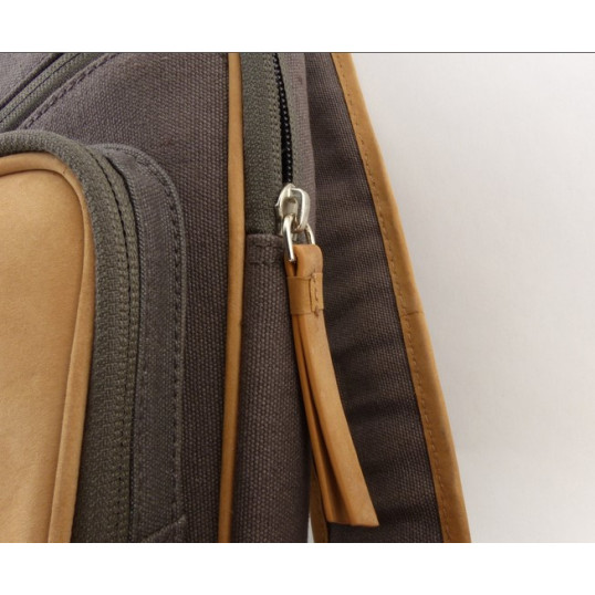 Canvas vászon és világos barna színű bőr pipa vagy szivartartó hátitáska, keresztpántos - Passatore