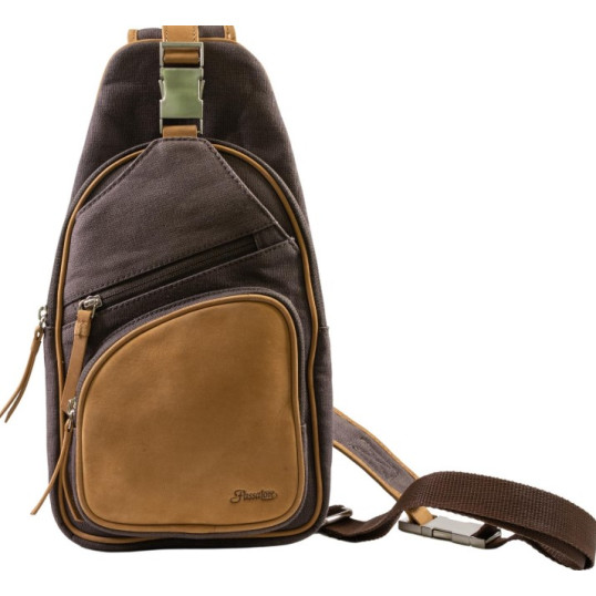 Canvas vászon és világos barna színű bőr pipa vagy szivartartó hátitáska, keresztpántos - Passatore