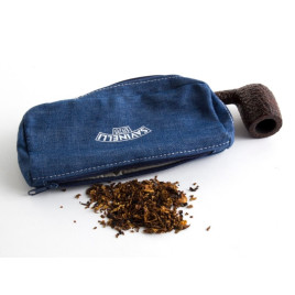 Minőségi pipa táska 1 pipa részére külön tárolórekesszel kék színű textil - Savinelli