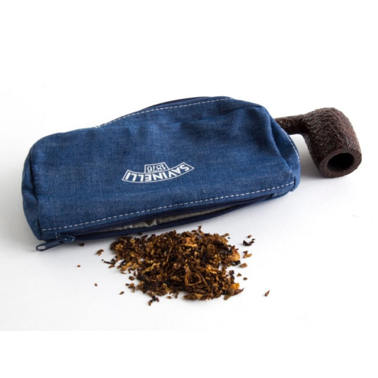 Minőségi pipa táska 1 pipa részére külön tárolórekesszel kék színű textil - Savinelli