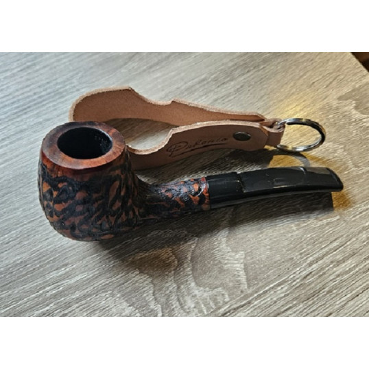 Angelo pipás szett Dublin típusú nyerges bruyer pipával, pipatáskával, filterrel, szárkefével és 3 részes pipatömködővel