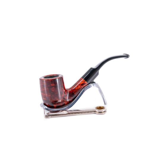 Adsorba 9mm-es filteres bruyer pipa, vörösesbarna színű, Bent-Billiard típusú, enyhén hajlított, nyerges, akril csutorával - 7