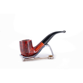 Adsorba 9mm-es filteres bruyer pipa, vörösesbarna színű, Bent-Billiard típusú, enyhén hajlított, fekete akril csutorával - 9