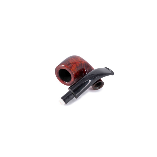 Adsorba 9mm-es filteres bruyer pipa, vörösesbarna színű, Bent-Billiard típusú, enyhén hajlított, fekete akril csutorával - 9