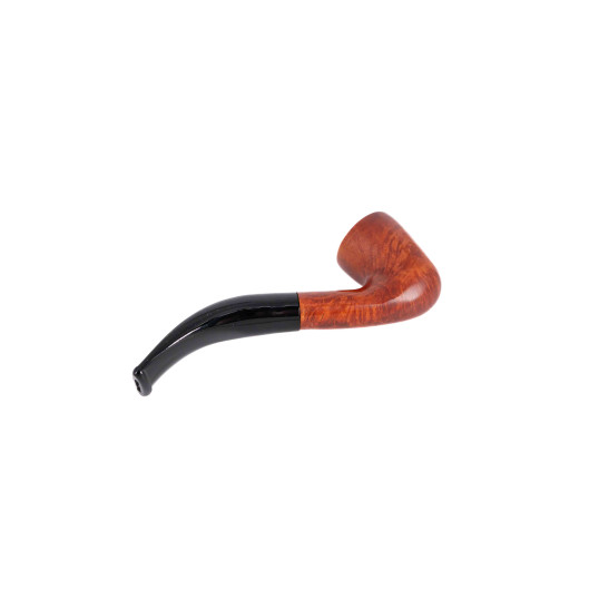 Aldo Velani Bent Dublin típusú, vörösesbarna, polírozott hanga gyökér pipa hajlított fekete akril szárral