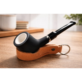 Angelo tajtékbetétes Billiard pipa – 9 mm filteres, matt fekete, ONDA díszgyűrűvel