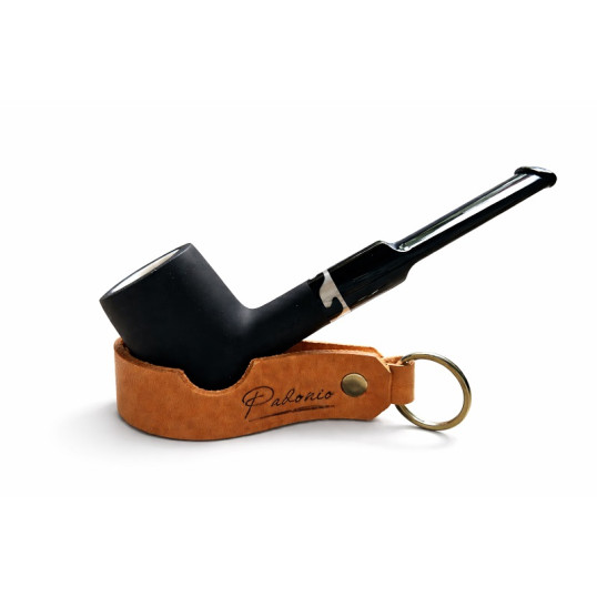 Angelo tajtékbetétes Billiard pipa – 9 mm filteres, matt fekete, ONDA díszgyűrűvel