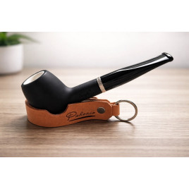 Angelo tajtékbetétes Egg pipa – 9 mm filteres, matt fekete, ezüst színű díszgyűrűvel