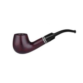 Angelo márkájú, Bent típusú, vöröses barna színű, polírozott hanga gyökér pipa 9 mm filterrel - kettő darab ezüst színű gyűrű