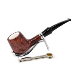Angelo Billiard típusú pipa bruyere gyökérből 9mm filterrel enyhén hajlított szárral - tajtékbetétes - pipatáskával