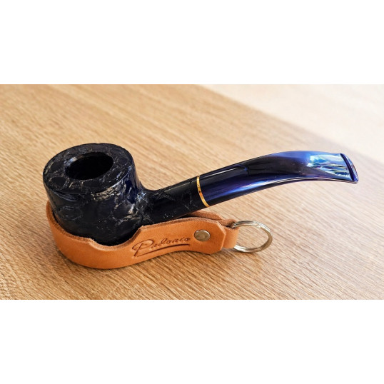 Angelo rusztikolt billiard pipa – 9 mm filteres, különleges kék, arany színű díszgyűrűvel