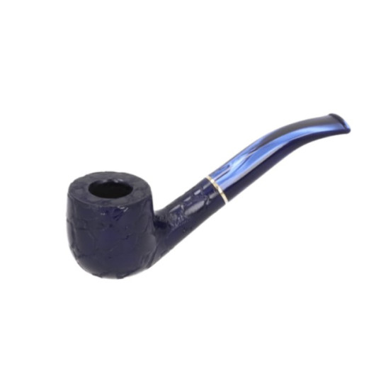 Angelo rusztikolt billiard pipa – 9 mm filteres, különleges kék, arany színű díszgyűrűvel