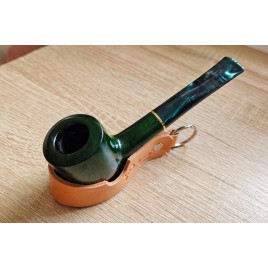 Angelo polírozott billiard pipa – 9 mm filteres, mély zöld, arany színű díszgyűrűvel