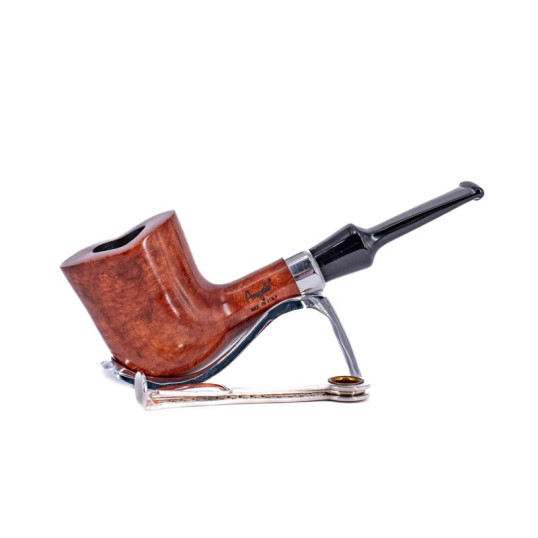 Angelo London, barna színű polírozott bruyere pipa 9mm filteres - alumínium gyűrűvel