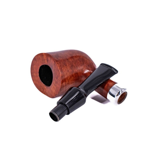 Angelo London, barna színű polírozott bruyere pipa 9mm filteres - alumínium gyűrűvel