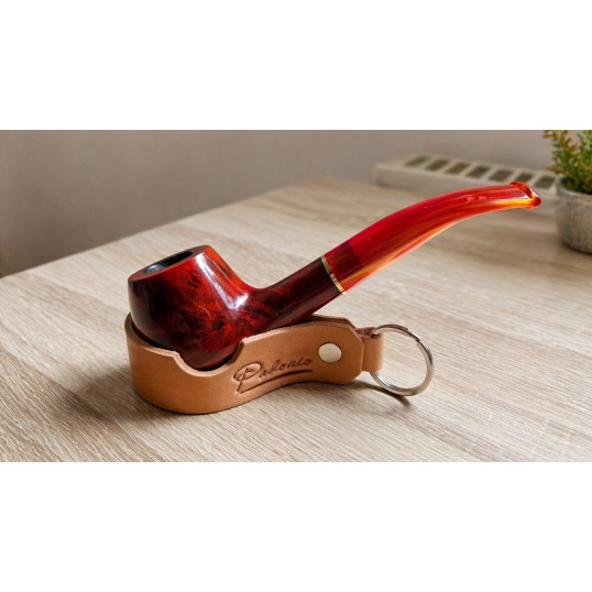 Angelo brandy hanga gyökér pipa – 9 mm filteres, polírozott vörös fej, arany színű díszgyűrűvel