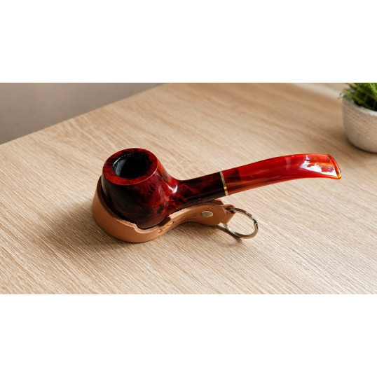 Angelo brandy hanga gyökér pipa – 9 mm filteres, polírozott vörös fej, arany színű díszgyűrűvel