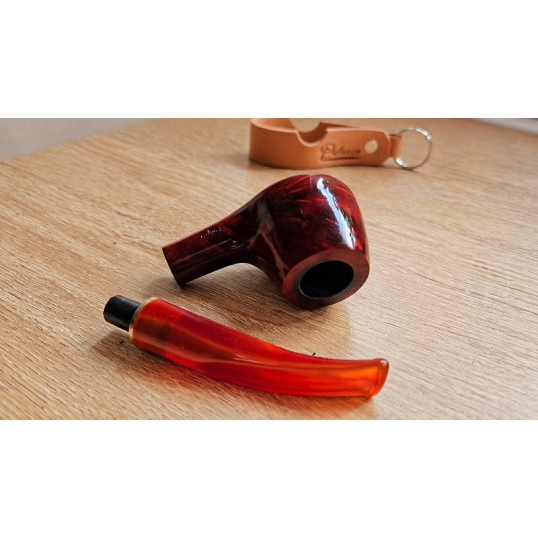 Angelo brandy hanga gyökér pipa – 9 mm filteres, polírozott vörös fej, arany színű díszgyűrűvel