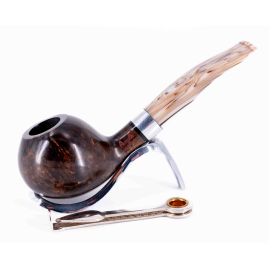 Angelo sötét barna színű hanga gyökér pipa enyhén hajlított akril szárral - 9mm filteres