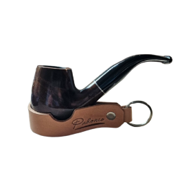 Angelo pipás szett Half Bent Billiard bruyer pipával, pipatáskával, 9 mm-es filterrel, szárkefével és 3 részes pipatömködővel