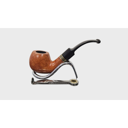 Capitello Corallo de Luxe Bent-Billiard hanga gyökérből készített pipa, nyerges enyhén hajlított szár, 3db rézszínű gyűrű, 9mm-es filteres