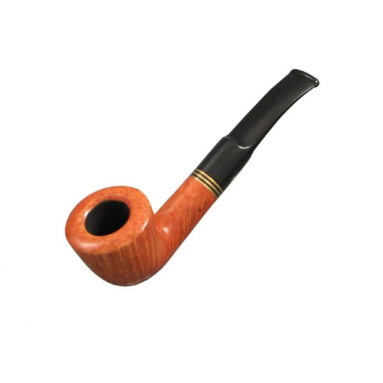 Capitello Corallo de Luxe Dublin hanga gyökérből készített pipa, nyerges enyhén hajlított szár, 3db rézszínű gyűrű, 9mm-es filteres