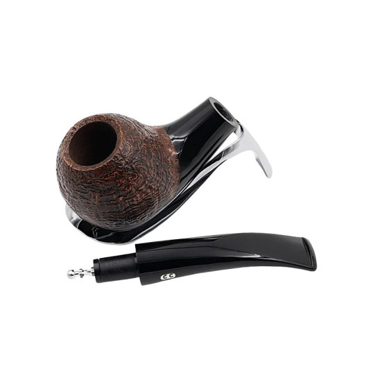 Chacom Volute N2 Sablée homokfúvott barna színű hanga gyökér pipa - Enyhén hajlított fekete színű szopókával