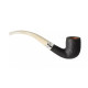 Chacom Bienne 401, fekete színű homokfúvott bruyer pipa, hajlított fehér színű akril csutorával