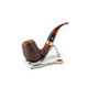 Chacom Churchill Sandblast 851, homokfúvott barna színű briar gyökér pipa  hajlított akril szárral széles réz gyűrűvel