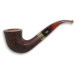 Chacom Churchill Sandblast 863, homokfúvott barna színű briar gyökér pipa  hajlított akril szárral széles réz gyűrűvel