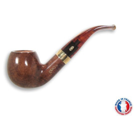 Chacom Churchill 184, világos barna színű polírozott hanga gyökér pipa hajlított akril szárral és réz gyűrűvel
