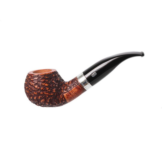 Chacom Festival Rustiquée 443, rusztikolt barna színű hanga gyökér pipa hajlított akril szárral széles fém gyűrűvel