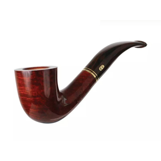 Chacom Montbrillant 863 vörösesbarna színű hanga gyökér pipa enyhén hajlított szárral - Kettő polírozott arany színű gyűrűvel