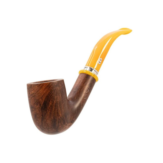Chacom Montmartre 808, barna színű bruyer pipa, borostyán sárga színű hajlított akril csutorával