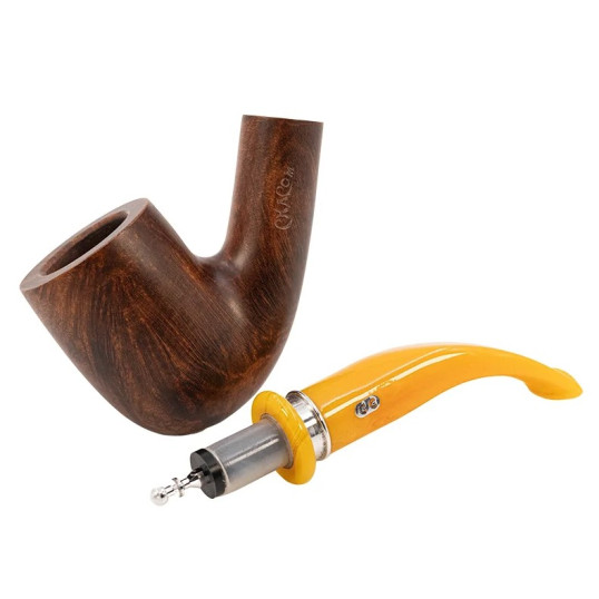Chacom Montmartre 808, barna színű bruyer pipa, borostyán sárga színű hajlított akril csutorával