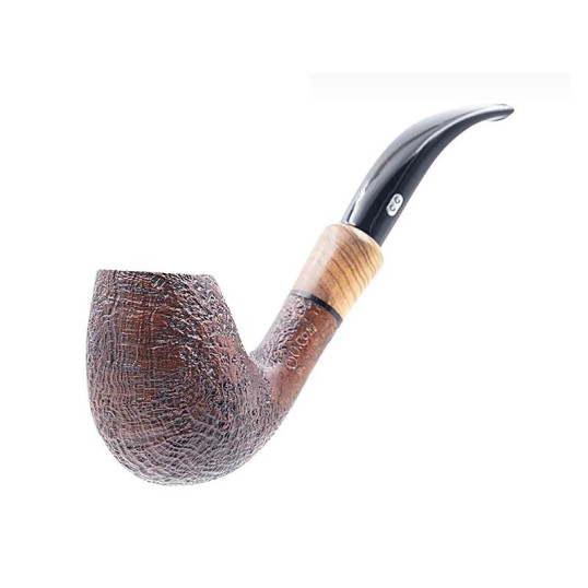 Chacom Supreme Sandblasted sötétbarna színű homokfúvott 9 mm filteres hangagyökér pipa - Hajlított pipaszárral