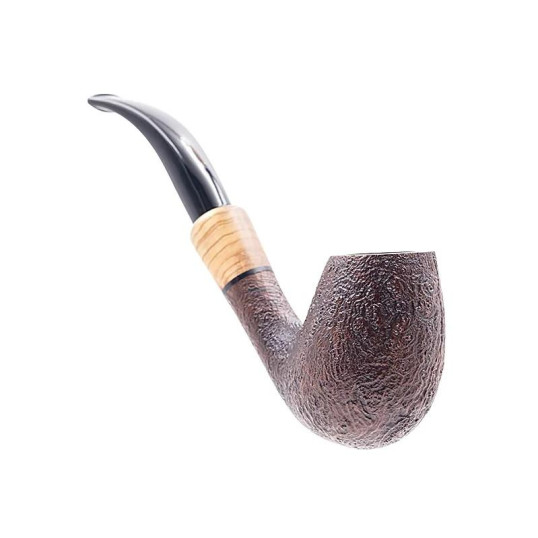 Chacom Supreme Sandblasted sötétbarna színű homokfúvott 9 mm filteres hangagyökér pipa - Hajlított pipaszárral