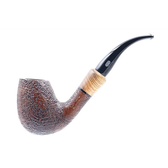 Chacom Supreme Sandblasted sötétbarna színű homokfúvott 9 mm filteres hangagyökér pipa - Hajlított pipaszárral