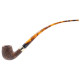 Chacom Churchill Sablée rusztikolt, barna színű hanga gyökér pipa hajlított borostyánszínű akril szárral és réz gyűrűvel