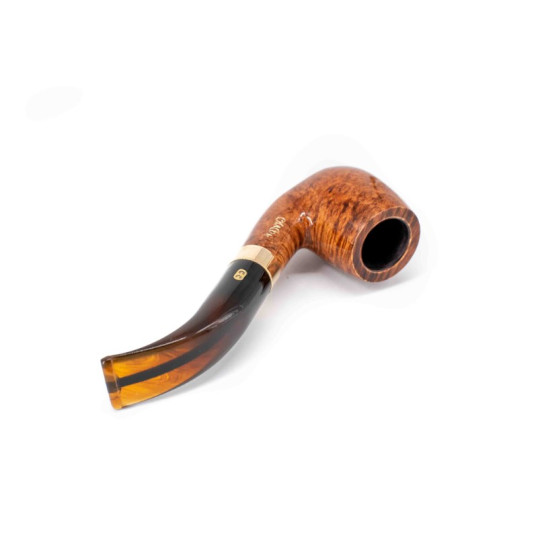 Chacom Churchill 42, világos barna színű polírozott hanga gyökér pipa hajlított akril szárral és réz gyűrűvel