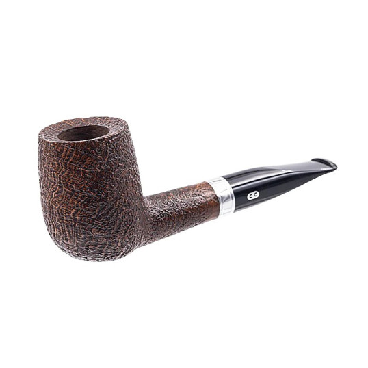 Chacom Maigret Sandblasted homokfúvott barna színű hanga gyökér pipa egyenes akril szárral - Széles fém gyűrűvel