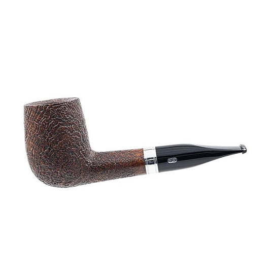 Chacom Maigret Sandblasted homokfúvott barna színű hanga gyökér pipa egyenes akril szárral - Széles fém gyűrűvel