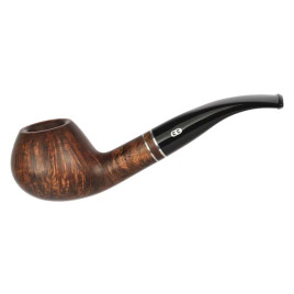 Chacom Complice 871 matt barna színű hanga gyökér pipa hajlitott szárral - Dupla ezüst színű gyűrűvel
