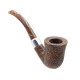 Chacom Chambord Sablée barna színű rusztikolt, dublin formájú, briar gyökér pipa, krém színű akril szárral, ezüst színű gyűrűvel