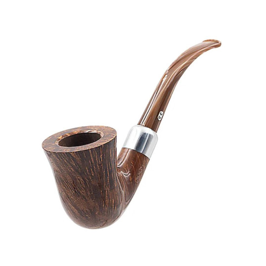 Chacom Chambord Unie barna színű gyökér mintás, dublin formájú, briar gyökér pipa, krém színű akril szárral, ezüst színű gyűrűvel