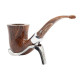 Chacom Chambord Unie barna színű gyökér mintás, dublin formájú, briar gyökér pipa, krém színű akril szárral, ezüst színű gyűrűvel